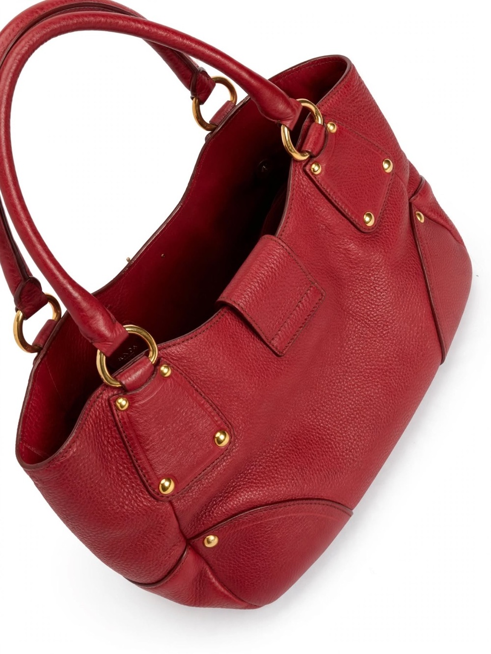 Prada Vitello Daino Hobo Bag BR4627 Rubino Red Gold Hardware - Authentic - Picture 4 of 11